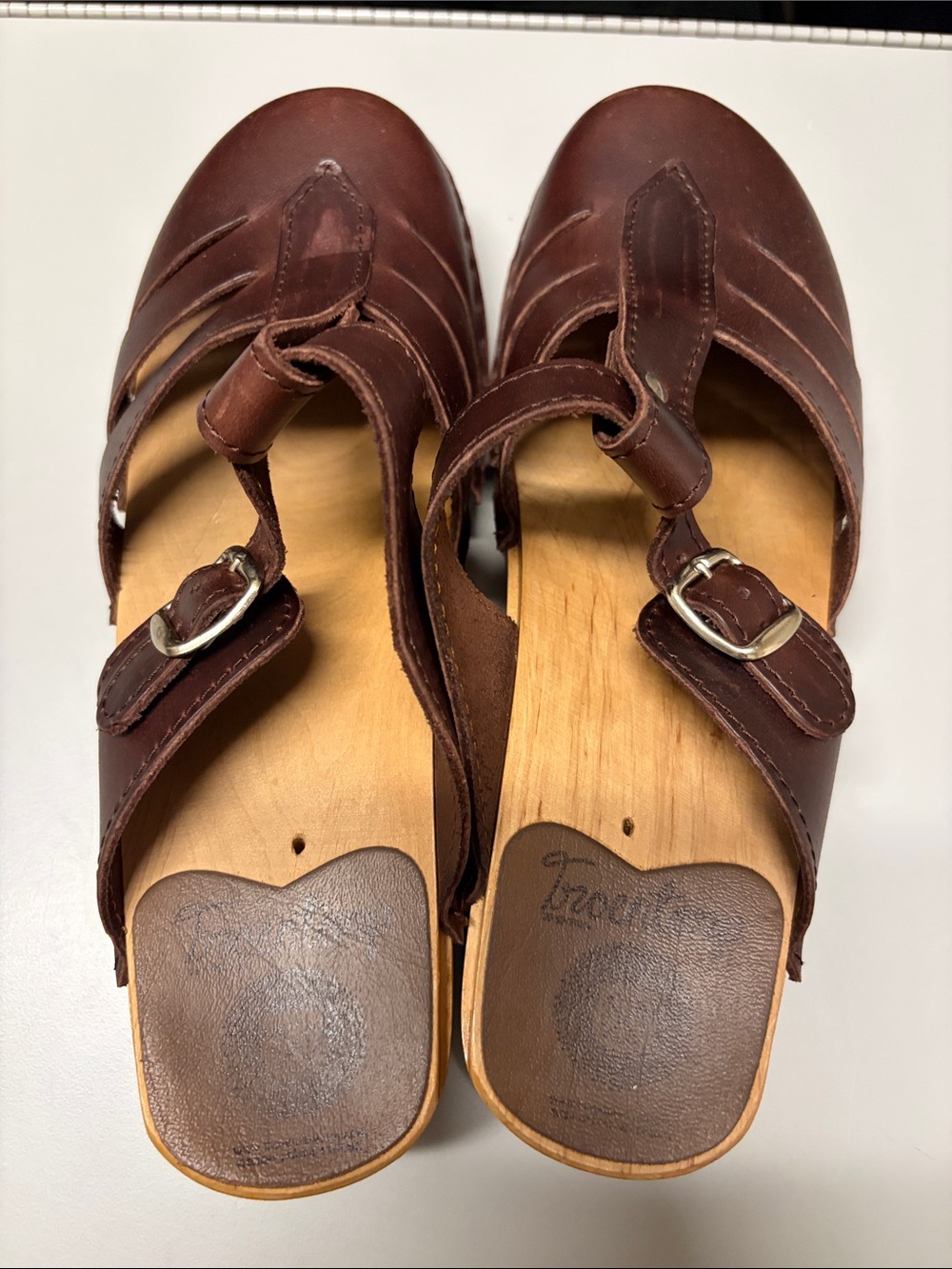 Women’s Troentorps Brown Leather Clog Sandals - Adjustable Buckle